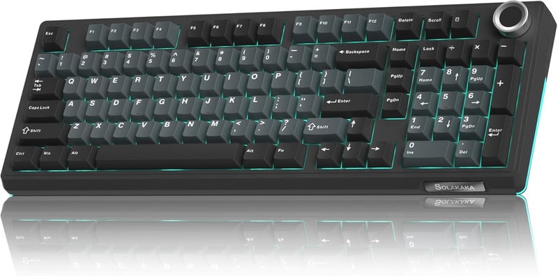 SOLAKAKA KI99 Pro Wireless Mechanical Keyboard Quiet Switch,Hot Swappable Pre-Lubed Switches Silent Keyboard with RGB Backlit,Gasket Structure Computer Gaming Keyboards(BlackBlue, Silent Switch) - Image 1